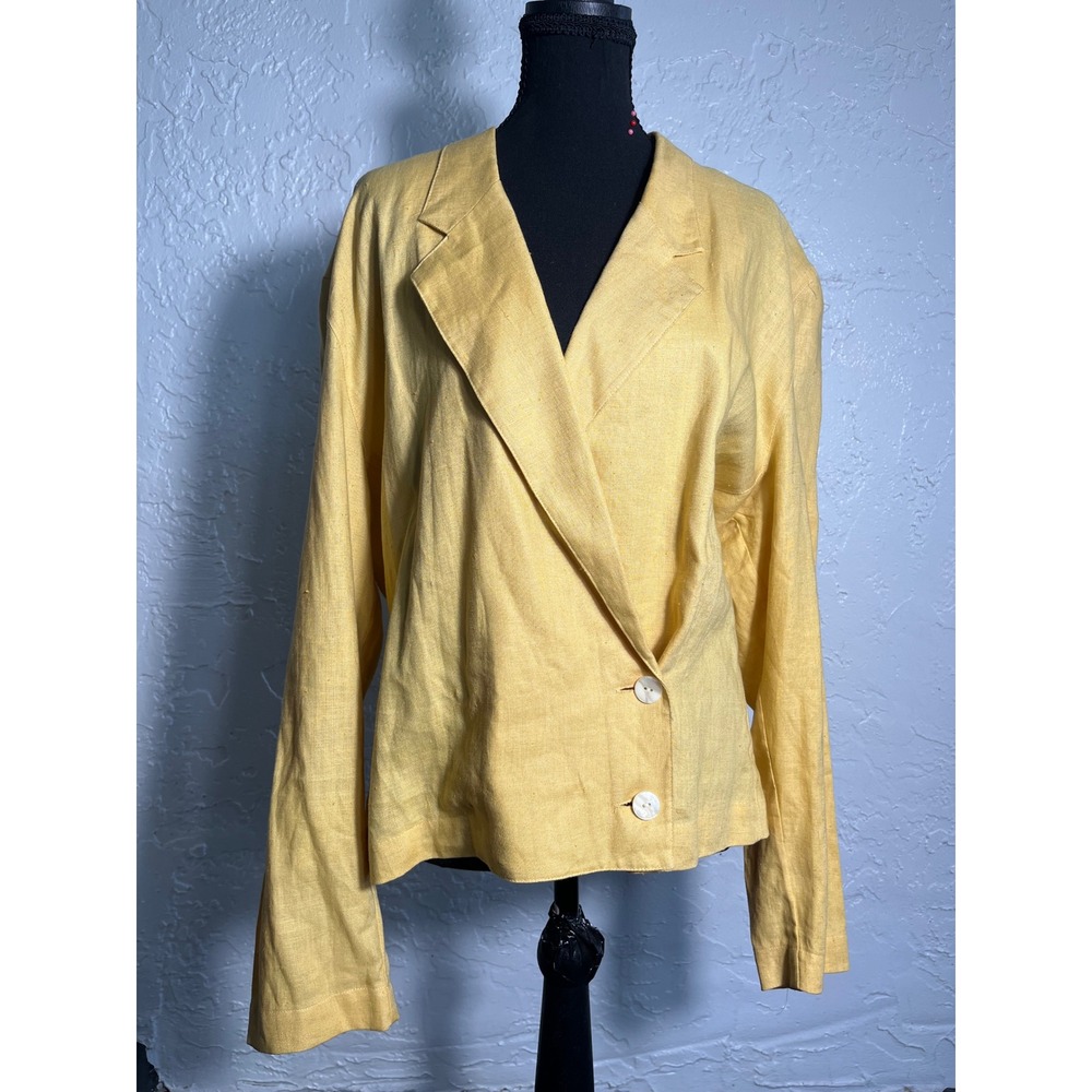 Toto n ko 100% Linen Blazer Size 14 Mustard Yellow Made in Chile